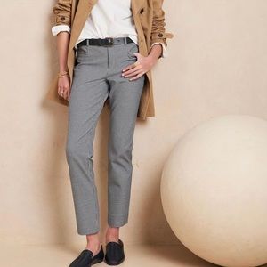 Banana Republic Factory Sloan Gray Plaid Print Slim Straight Leg Pants Sz 10